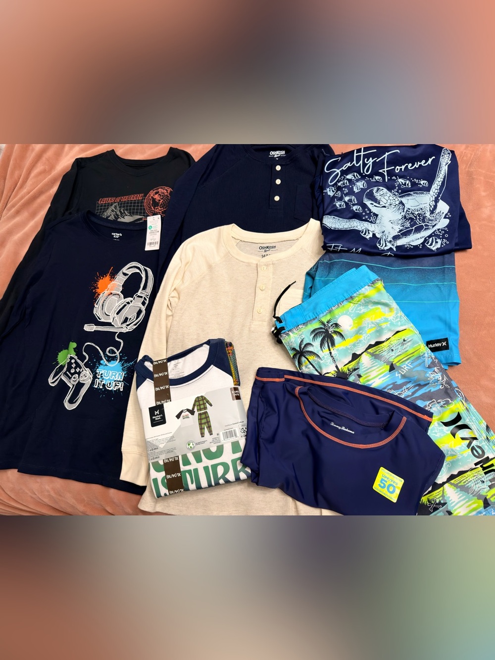 Carter's Kids Long Sleeve Tees & Swim Tops and bottoms lot.